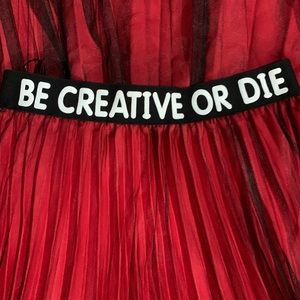 Lamsat Derhy Red Skirt with Black Mesh Size S